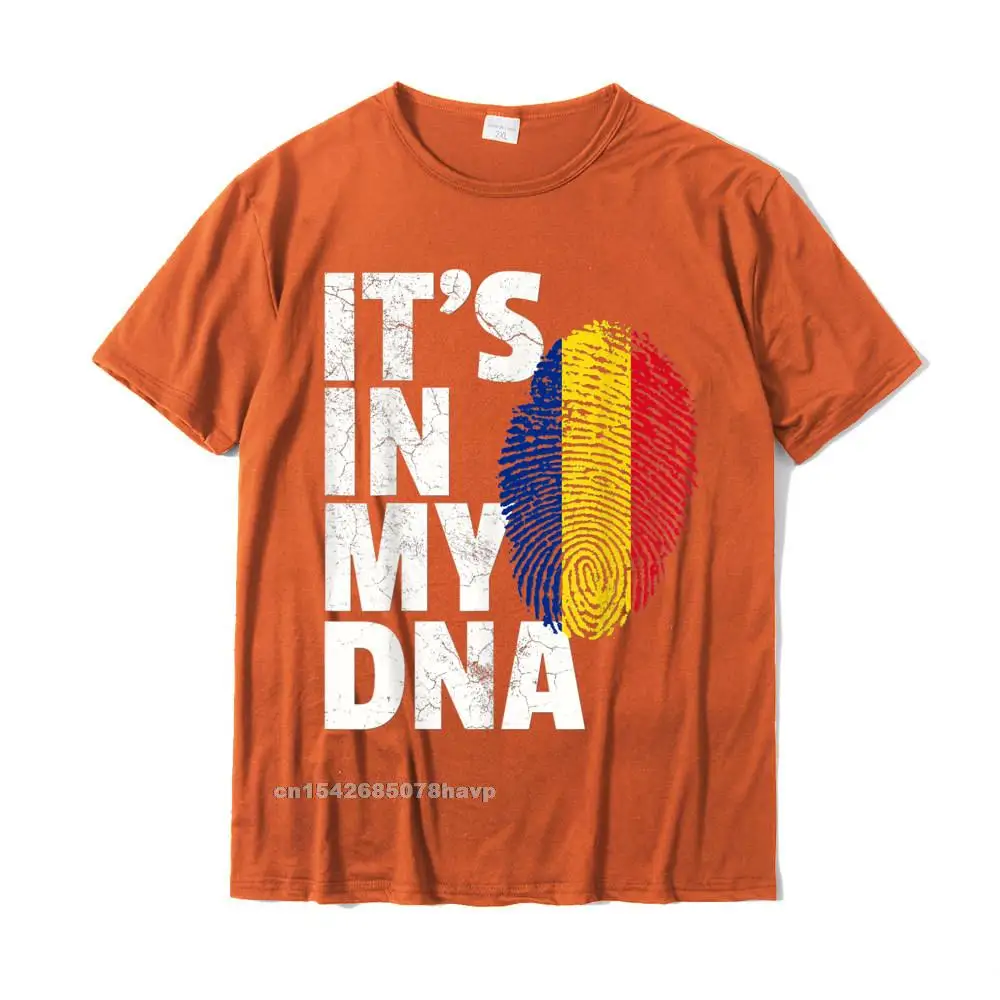 Printed Printed On Round Collar T Shirts Summer Autumn Tops T Shirt Short Sleeve for Men New Arrival All Cotton Party T Shirt ITS IN MY DNA Romanian Romania Flag T-Shirt Men Women Gift__2062. orange