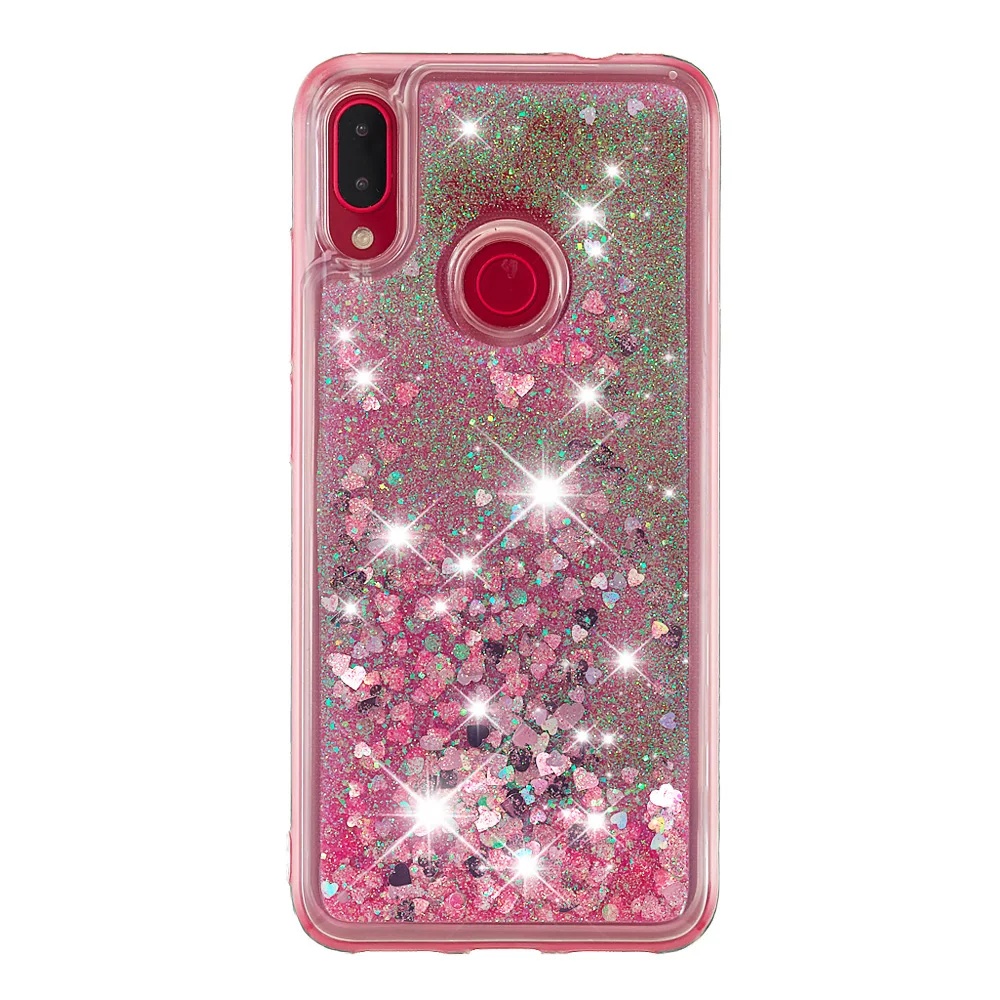 Pink Блестящий Мягкий чехол для Xiaomi Redmi Note 7 6 Pro, милые плавающие блестки, полное покрытие, Xao mi xiomi Red mi Note7 Note6 Pro 6Pro - Цвет: Pink