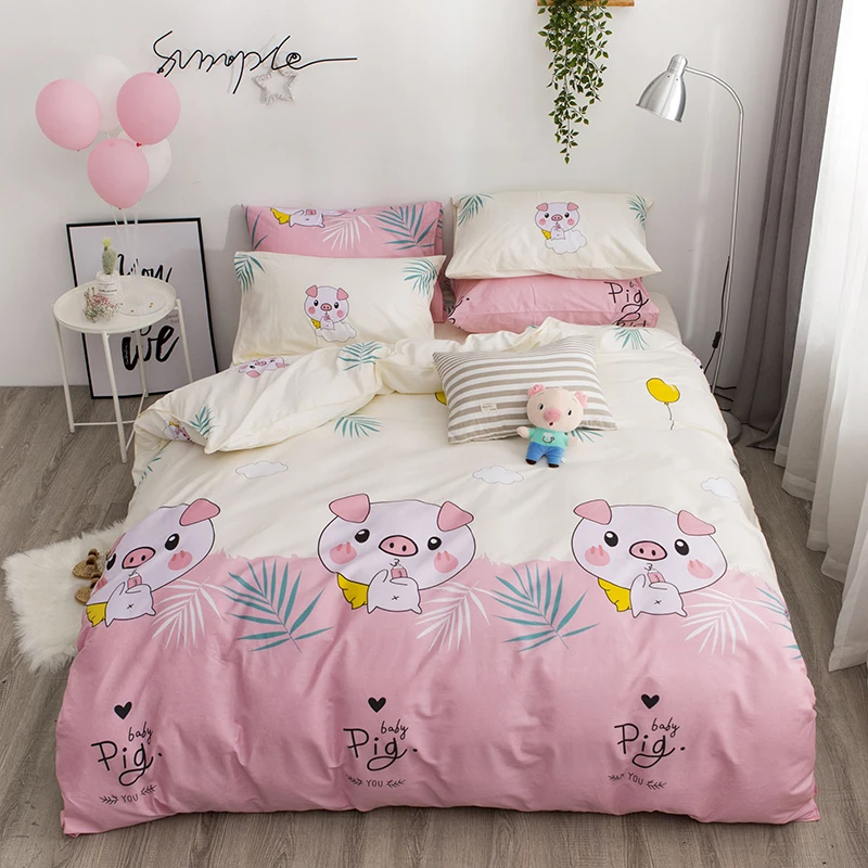 Light-pink Хлопок, мультяшное одеяло, комплекты постельного белья, пододеяльник, набор постельного белья, набор постельного белья, королева, король, 220x240, пододеяльник, наволочка, домашний текстиль - Цвет: Light-pink