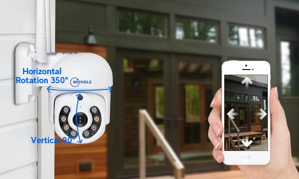 MOVOLS 3MP 5MP IP Camera Smart Tracking Wireless Two Way Audio PTZ Outdoor Water