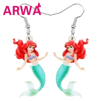 

ARWA Acrylic Mermaid Disney Ariel Princess Earrings Big Anime Cartoon Dangle Drop For Women Kids Summer Jewelry Gift Decoration
