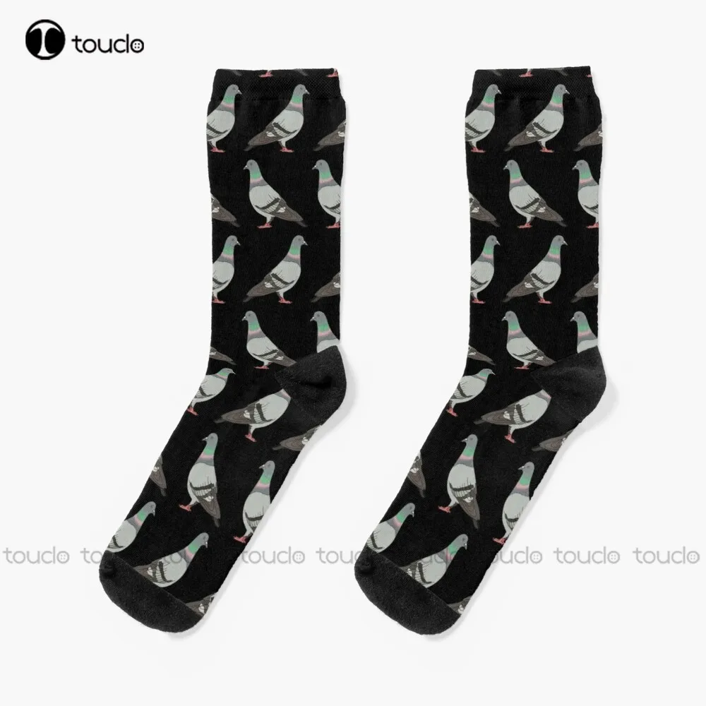 

Pigeon Walk 2020 Black Background Socks Bride Socks Personalized Custom Unisex Adult Teen Youth Socks 360° Digital Print