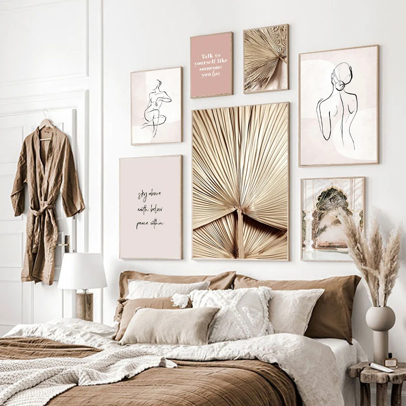 

Abstract Gold Palm Leaf Canvas Poster Summer Landscape Wall Art Print Scandinavian Wall Decor Painting Pictures Home Decoration