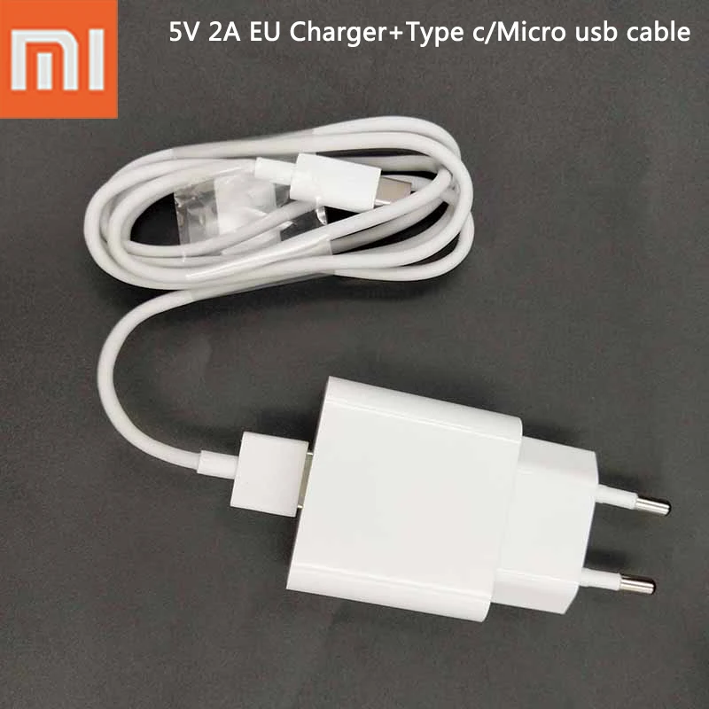 Зарядное устройство USB XIAOMI 5 в 2 а с европейской вилкой адаптер Micro кабелем типа C