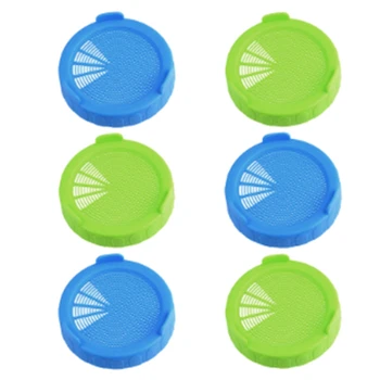 

GTBL 6 Pcs Sprouting Lids Food Grade Mesh Sprout Cover Kit Seed Growing Germination Vegetable Silicone Sealing Ring Lid For Maso