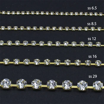 

20m Glitter Crystal Rhinestones trim Flatback Sew On Rhinestone up Chain Glass Rhinestones With Claw for clothes needlework