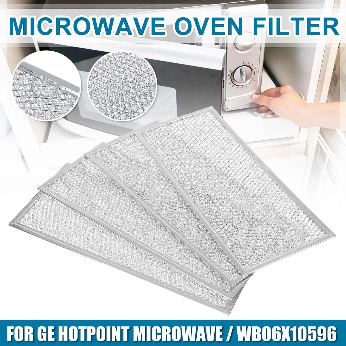 

4pcs Aluminum Microwave Filter Mesh Grease Filters Replacement WB06X10596