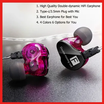 

Magic Cool for Mocoo F4 Earphones in-ear Dual-motion Music HiFi Earphone with Mic for Huawei Xiaomi Most Mobile Phone Earphone