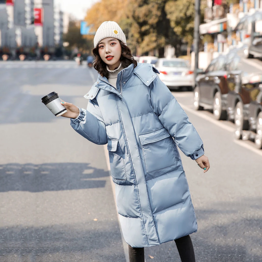 

Black Long Winter Jackets Women 2021 New Hooded Warm Down Cotton Coat Parkas Female Loose Cotton-Padded Coat Korean Overcoat 2XL
