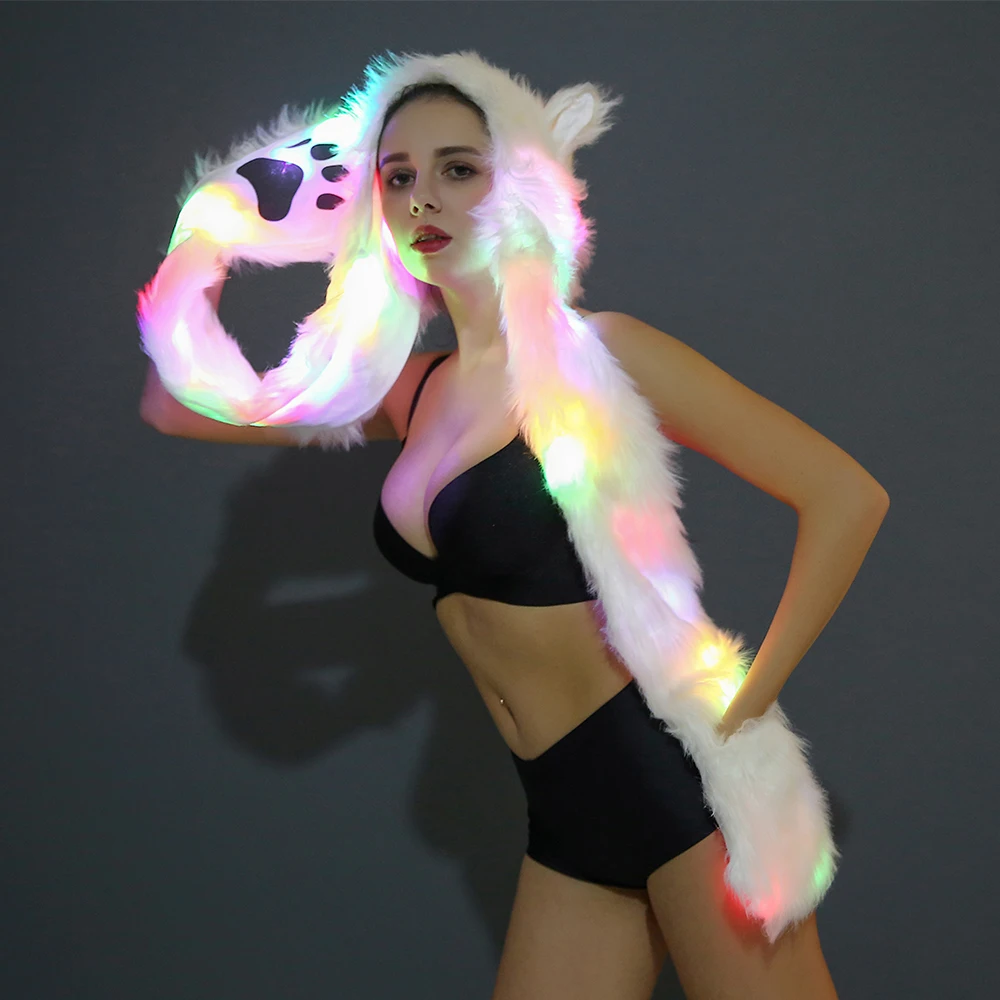 

LED Fur Coat Stage Costumes Female Costume LED Luminous Clothes Jacket Bar Dance Show Faux Fur Coats Star Nightclub Christmas