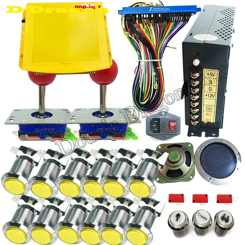 US $103.82 Newest AUS 999 in 1 diy arcade cabinet kit pandora 5S game board arcade PCBjoystick LED push buttonWire harnesspower supply