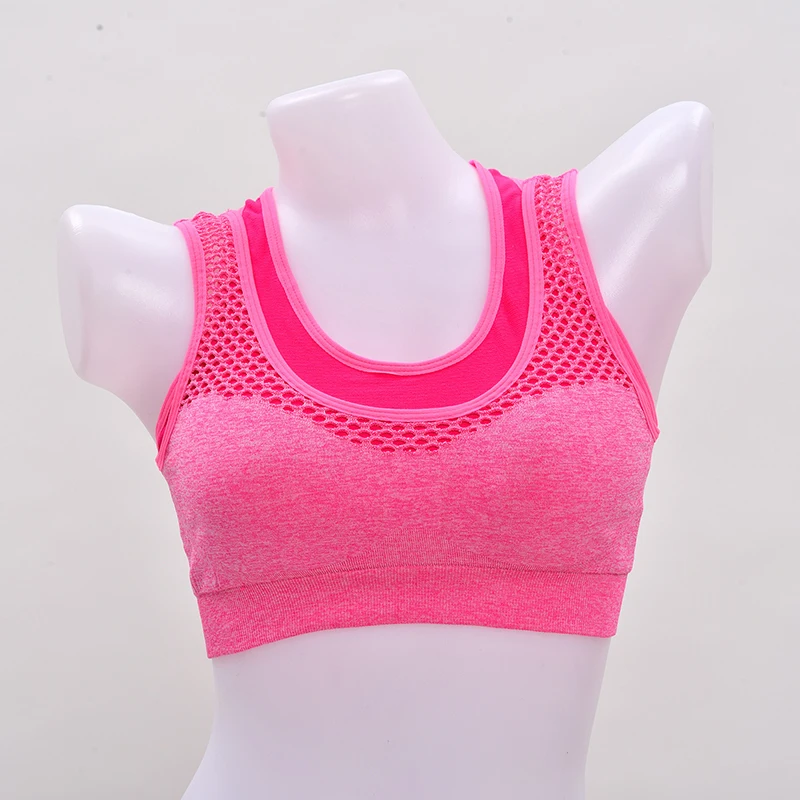 Pink FITLIFE впитывающий пот Быстросохнущий ударопрочный поддельный спортивный бюстгальтер из двух частей нижнее белье для фитнеса майка для бега и сна укороченный топ Бесшовные бюстгальтеры - Цвет: Pink