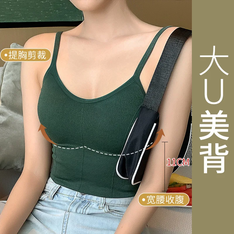 

Women Sexy Crop Tops Tube Top Female Streetwear Sleeveless Camis Seamless Sports Lingerie Tee Bra Crop Top Bandeau Green Tank