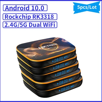 

5pcs HK1 RBox Smart TV Box Android 10.0 RK3318 Quad Core 4K 4GB RAM 64GB 2.4G/5G Dual Wifi Media Player HK1 Set Top Box