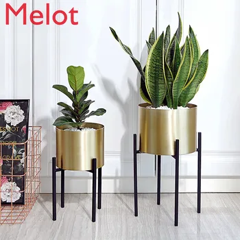 

Golden Flower Pot Stainless Steel Wrought Iron Metal Flower Stand Home Decoration Flower Arrangement Potted Floor Stand