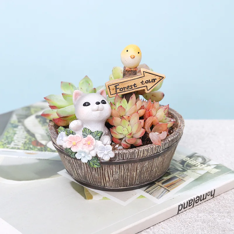 Macetas De Animales Para Suculentas - Juego De 4, Blanco, Con Agujero De Drenaje, ¡Decoración Minimalista Y Adorable!