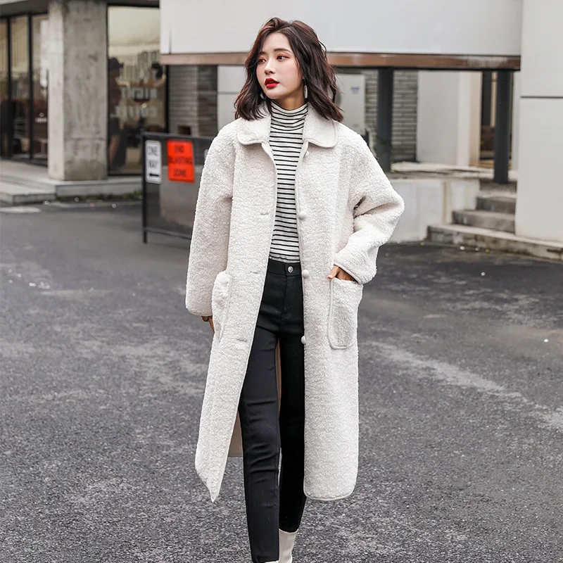 

Photo Shoot Dongdaemun Lambs Wool Coat Women's Winter 2019 New Style Korean-style Mid-length Fur Berber Fleece Overcoat