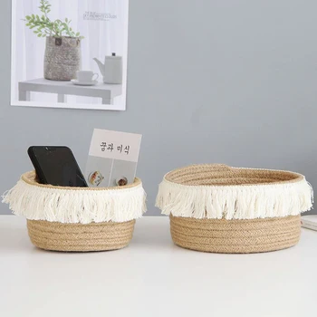 

Jute Desktop Storage Basket Seagrass Basket Wicker Storage Basket For Toys Organizer Cosmetic Storage Box Toy Gift Baskets