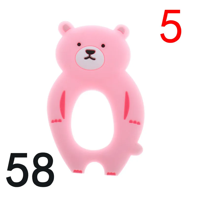 bear58 ATOB, 5 шт., детский прорезыватель, динозавр, силиконовая подвеска, прорезыватель, медведь, BPA бесплатно, прорезыватель, игрушка, животное, сделай сам, цепочка, ожерелье, игрушки, аксессуары - Цвет: bear58