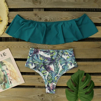 

Sexy High Waist Bikini Set 2020 New Swimsuit Print Floral Swimwear Women Female Ruffle Bathing Suit Bather Beach Wear biquini