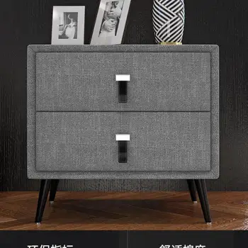 

Bedside table simple 50cm home bedroom storage cabinet Nordic fabric ins wind all solid wood light luxury bedside table