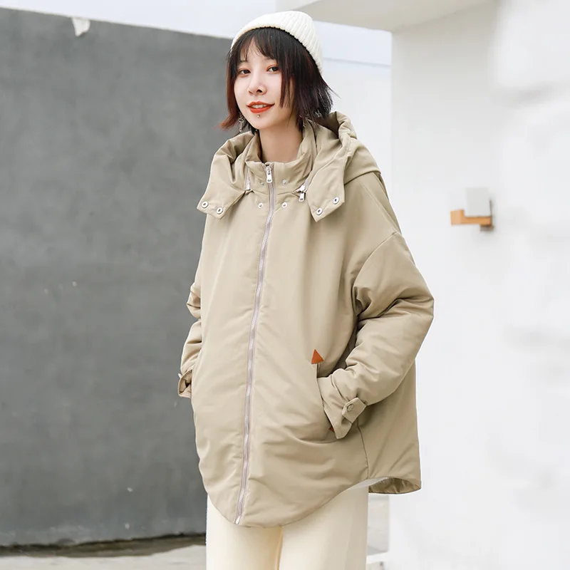 

[Seckilling 156 Yuan Rebate Does Not Change] Solid Color Joint Cotton Coat Warm Hooded Cotton Overcoat Women's 2991