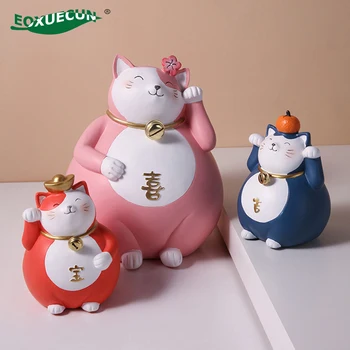

Hot Sale Nordic Lucky Cat Interior Decoration for Home Sweet Home Office Decoration Bonsai Kawaii Resin Wedding Gifts Souvenirs