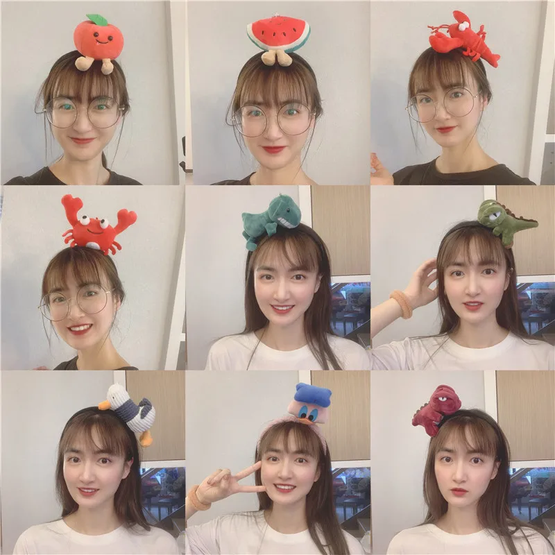 New two-dimensional funny hairpin cute dinosaur shark lobster crab net red live headdress headband |