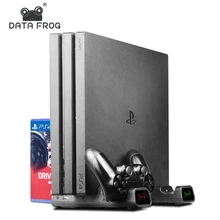 DATA FROG-Soporte de ventilador de refrigeración Vertical para PS4, PS4 Slim, PS4 PRO, controlador Dual, estación de carga LED para SONY Playstation 4