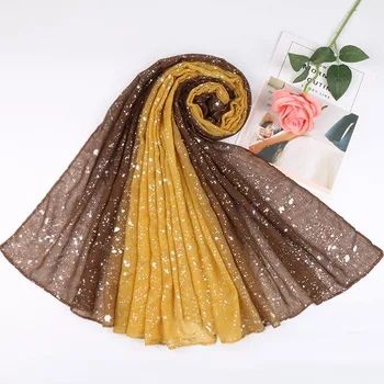 

Gradient Color Hijabs Shiny Decoration Ladies Fashion Large Size 180*90CM High Quality Autumn Winter Cotton Elegant Muslim Scarf