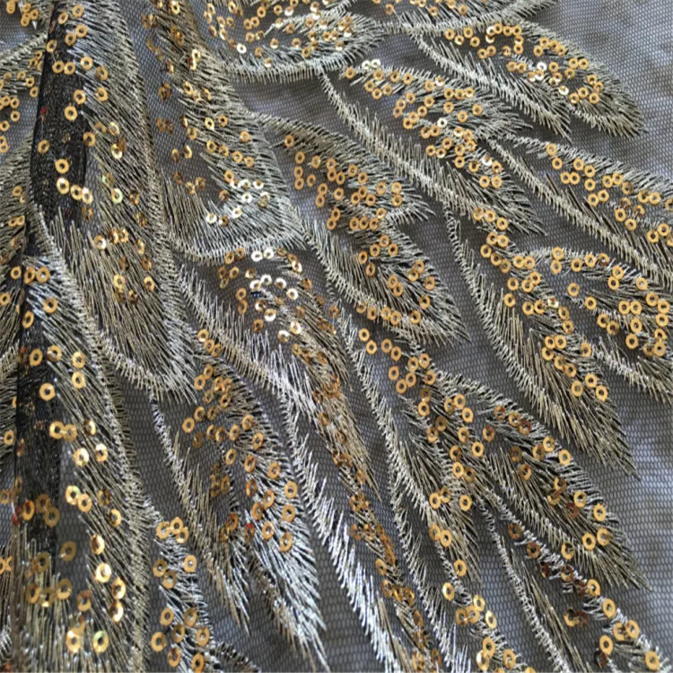 1pcs/46X55cm red gold blue black net Sequins Lace Applique Embroidery Lace Trim Fabric Cloth Sewing Patchwork DIY Craft
