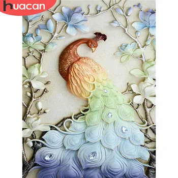 

HUACAN Diamond Painting Kit Animal 5D DIY Diamond Embroidery Cross Stitch Peacock Pictures Of Rhinestones Mosaic Home Decor