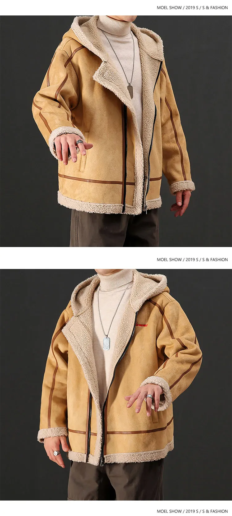 YASUGUOJI, новинка, зимняя куртка для мужчин, толстая флисовая модная Вельветовая куртка, Мужская куртка с капюшоном, Лоскутная куртка на молнии, теплая парка, мужские пальто
