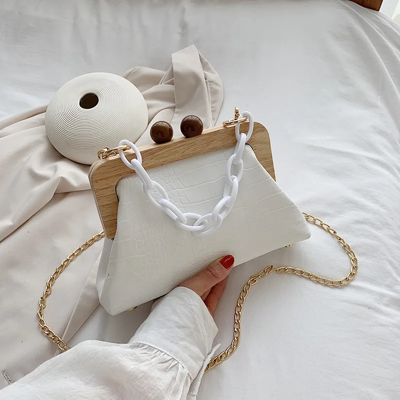 

Stone Pattern PU Leather Clip bag For Women 2020 Small New Chain Shoulder Bags Lady Shell Crossbody Bags Fashion Handbags