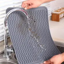 

Pad Table Tray Non-Slip Heat Resistant Home Silicone Kitchen Utensils Thickened Rectangle Drying Dishes Drain Mat Foldable