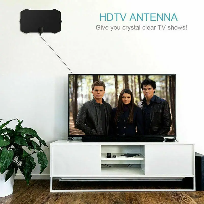 Антенна ТВ цифровая HD 300 Миля Диапазон Skywire Крытый 1080P 4K 16ft коаксиальный кабель США