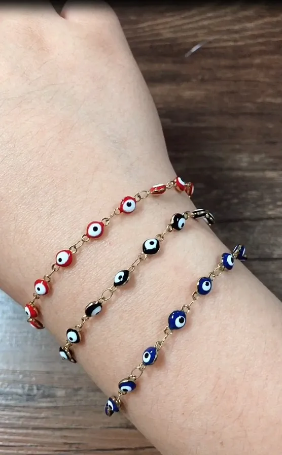 Fashion Stainless Steel Bracelets Blue Red Evil Eye Enamel Bead Bracelet for Women Lucky Turkish eye Jewelry Gifts bracelet jewelry