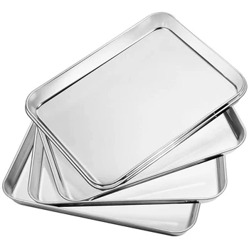 

Bakeware, Set of 5 Pieces, Square Dish Cooking Tray Fruit Pastry Barbecue Tray Stainless Steel Baking Tray Tray Cookie, Size 10