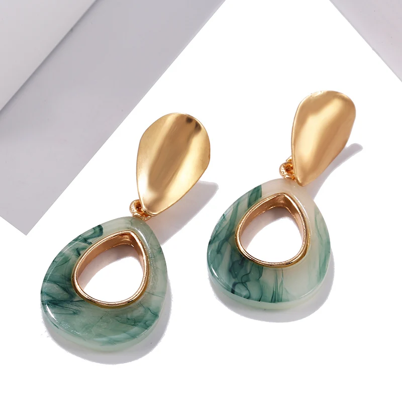 Модные женские серьги Boho корейские необычные серьги ручной работы Индийские Ювелирные серьги с камнями Kpop вечерние аксессуары - Окраска металла: ez351-4