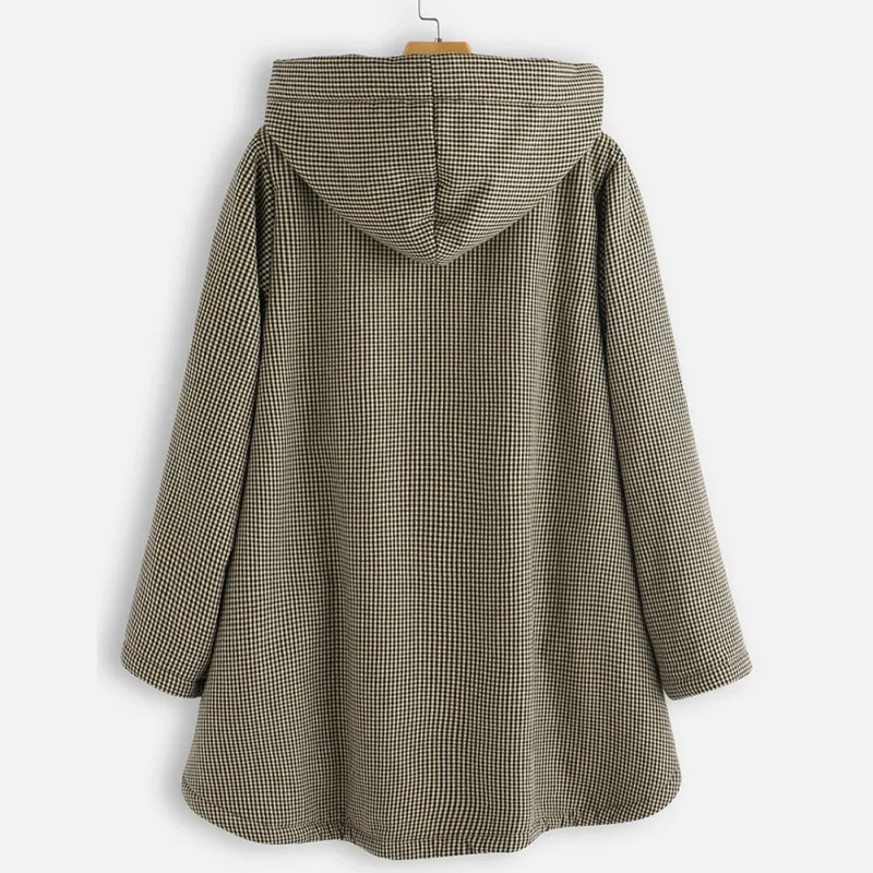 Женская куртка женская Chaqueta Mujer Manteau плюшевая одежда зимняя теплая клетчатая с принтом размера плюс с капюшоном и карманом выше размера Верхняя одежда