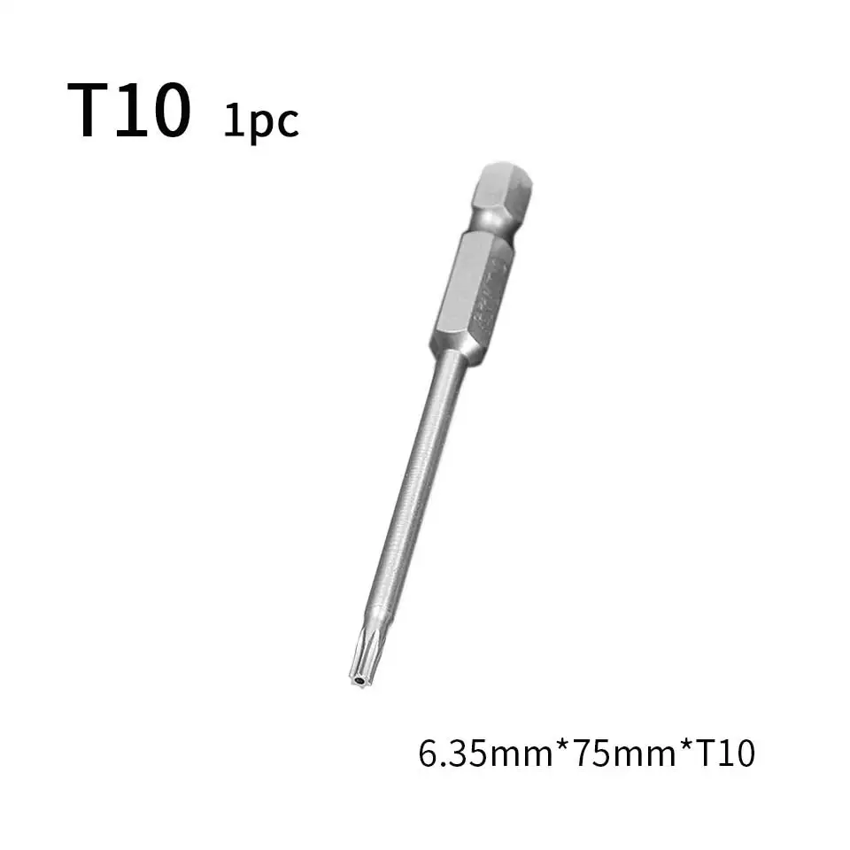 75mm T10 1pc 75 мм биты для шуруповерта Torx Набор 1/4 дюймов Шестигранная сверла электрическая отвертка с магнитным наконечником Набор бит Chave De Fenda Tornavida Seti - Цвет: 75mm T10 1pc