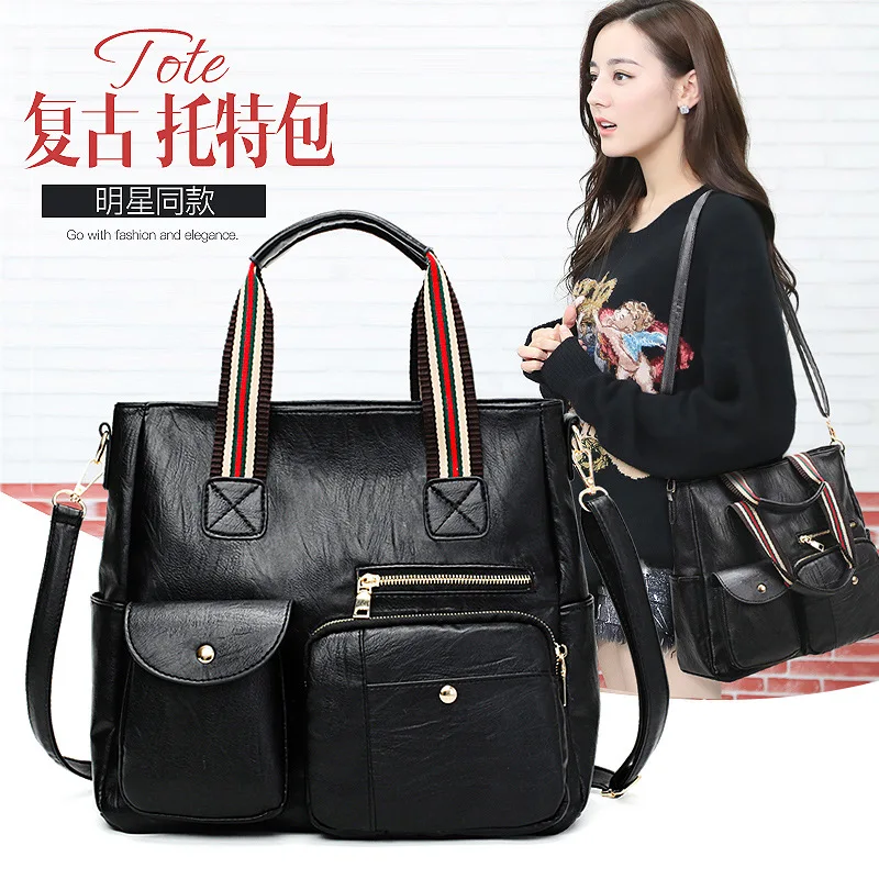 

Europe And America Women's Handbag Fashion Simple Single-shoulder Bag Contrast Color shou ti bing Large Capacity Bag Women's