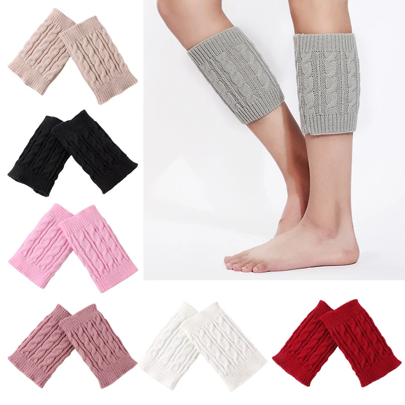One Pair Winter Thick Warm Knitted Leg Warmers Socks Boot Cover Stripe For Women Lace Stretch Cuffs |