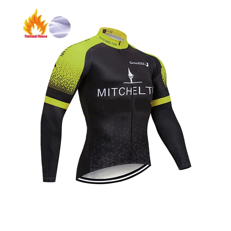 fleece jersey 1 Winter MITCHELTON cycling jersey MTB Thermal fleece long sleeve jersey bicycling tenue cycliste homme hiver bike jersey - Цвет: fleece jersey 1