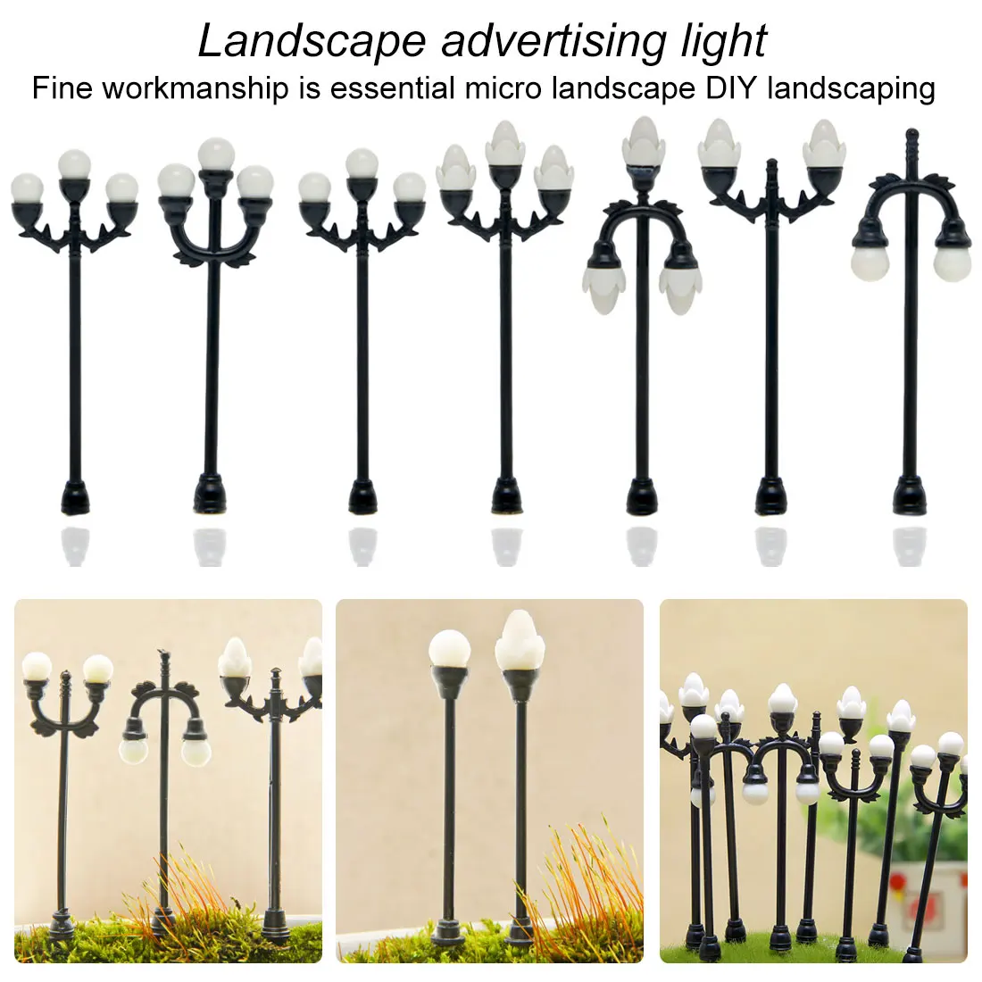 

Home Garden Street light Miniature Lamp Retro Street Ornament Garden Mini Decor resin crafts