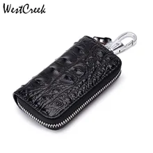 Брендовый кошелек для ключей от westкрик на молнии с крокодиловым узором, маленький кожаный брелок для ключей, органайзер для ключей с отделением для карт
