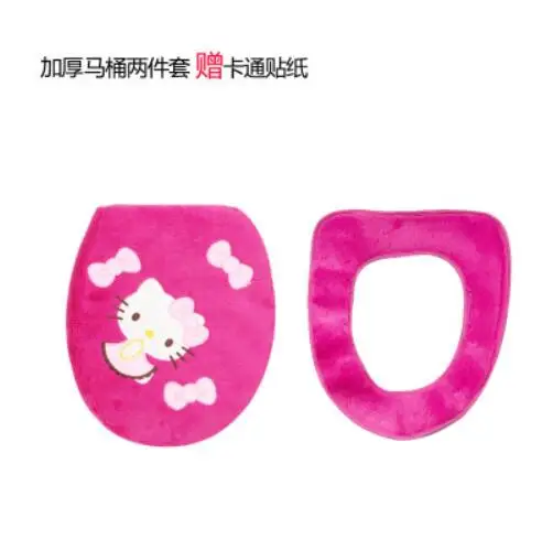 Hello kitty теплое мягкое моющееся сиденье для унитаза Чехол коврик набор для домашнего декора коврик для унитаза чехол для сиденья Крышка для унитаза аксессуары - Цвет: Red