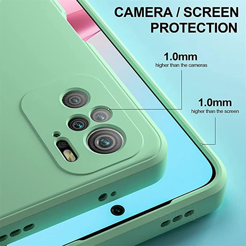 Funda Square Phone Case for Xiaomi Redmi Note 10 Pro Max 10S 10T Original Funda Note10 S T 4G 5G Liquid Silicone Soft Back Cover