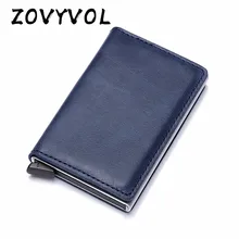 ZOVYVOL 2020 Vintage prawdziwej skóry antykradzieżowe mężczyźni kobiety etui na karty kredytowe blokowanie Rfid portfel na karty aluminiowa torebka metalowa(China)