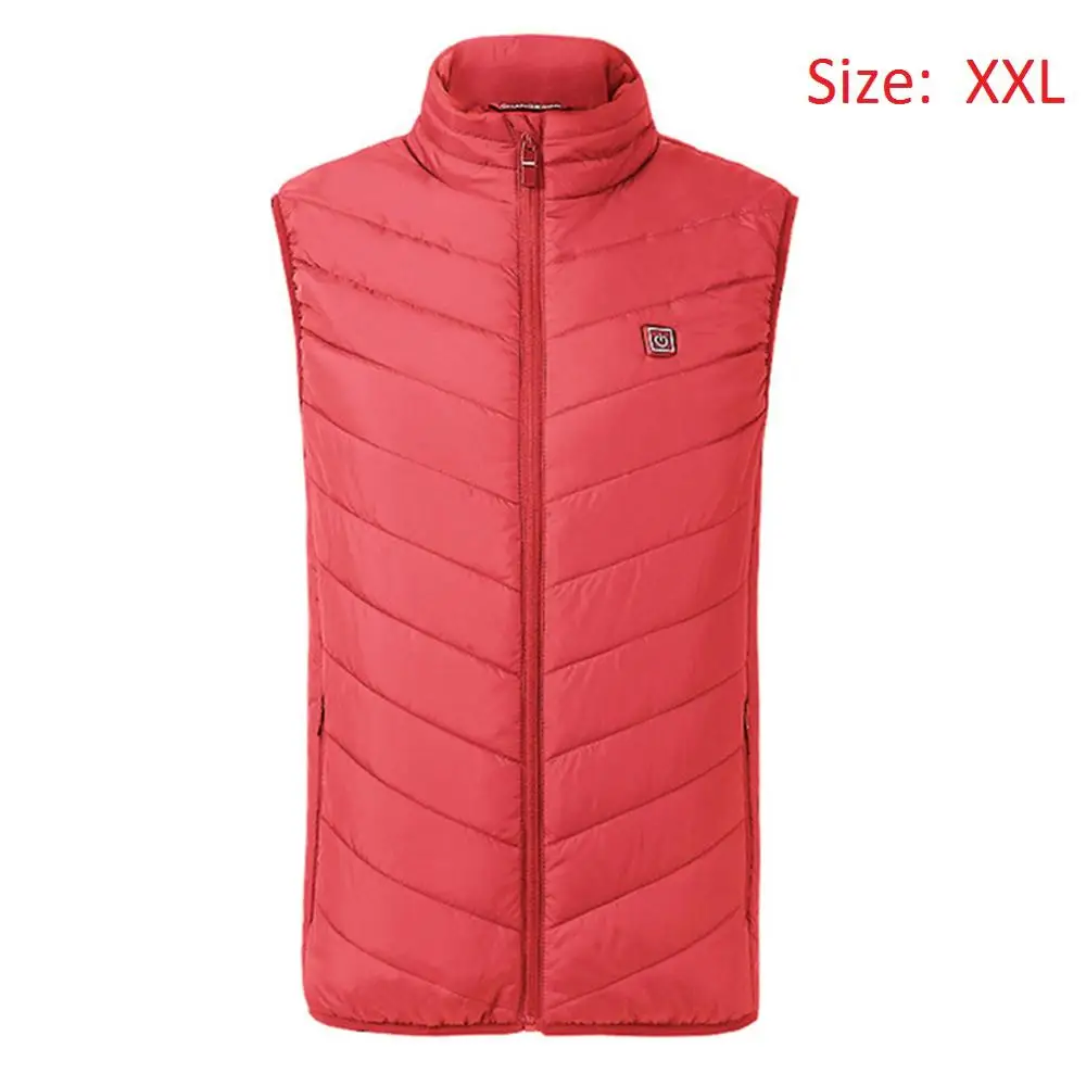 YL190903-RD1-XXL Электрический жилет с подогревом для мужчин и женщин, теплый жилет с USB, зимняя теплая куртка с подогревом - Цвет: YL190903-RD1-XXL